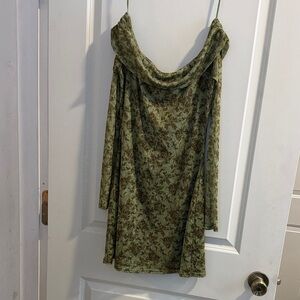 Urban Outfitters Olive Floral Long Sleeve Dress